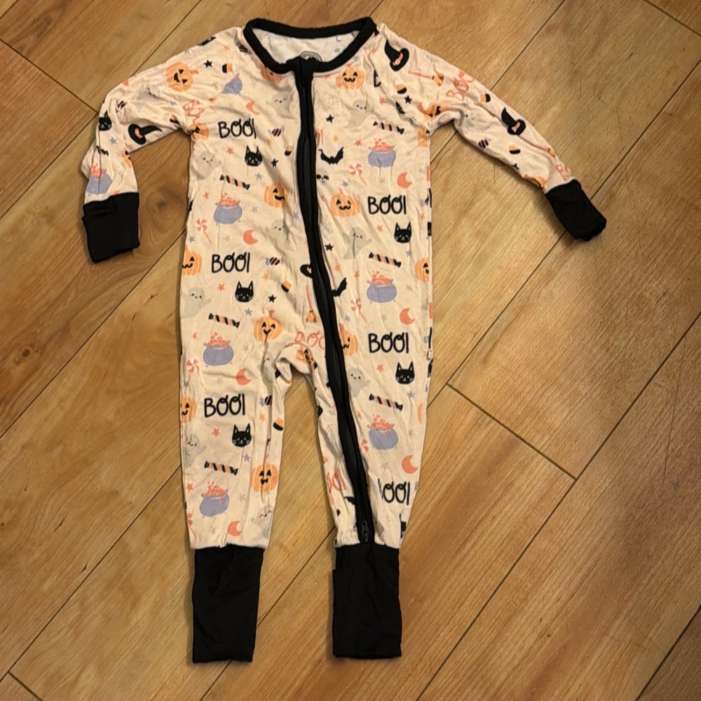 Emerson Baby Girls 12-18 Months Halloween BOO Bamboo Footed Sleeper Pajamas EUC